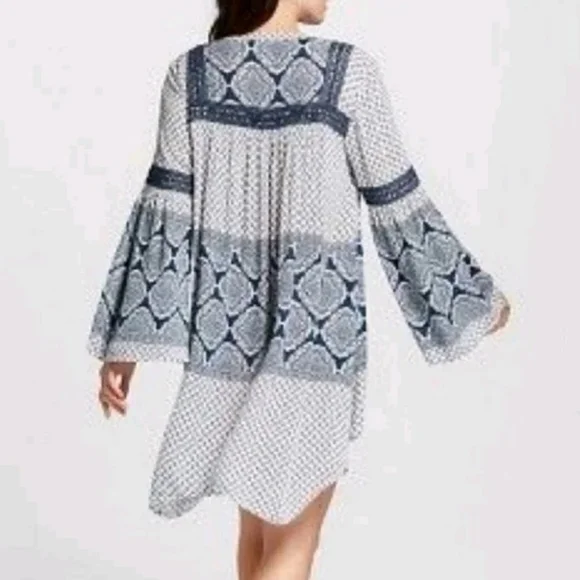 Knox Rose Dress Blue White M Peasant Boho Coastal Resort Cottagecore Festival - Picture 2 of 10